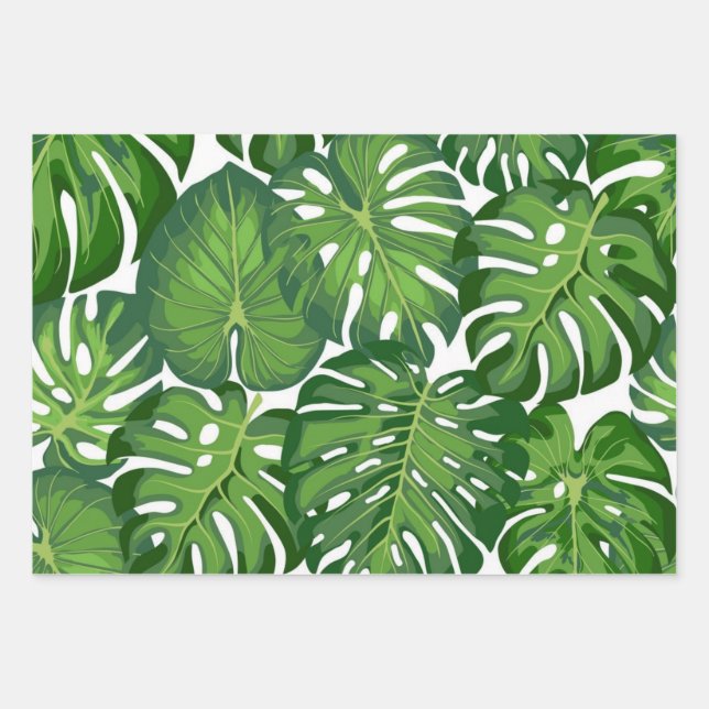 Leaves pattern wrapping paper sheets (Front)