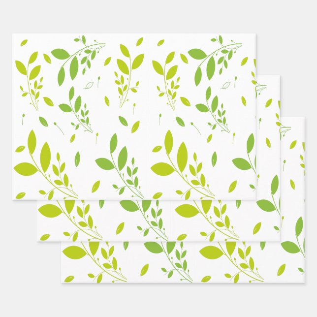 leaves pattern wrapping paper sheets (Set)