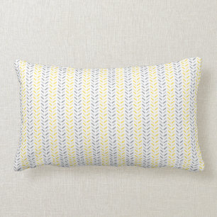 Leaves Pattern Yellow & Gray Lumbar Pillow