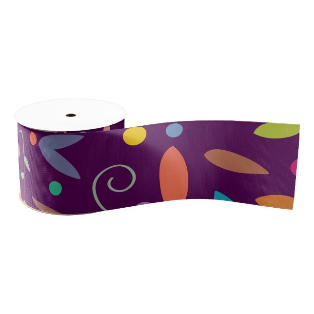 leaves patterned grosgrain ribbon (Spool)