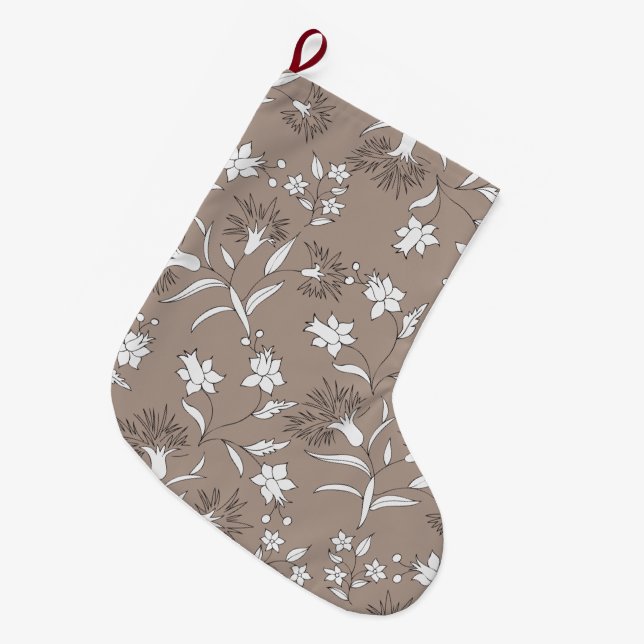 leaves patterned large christmas stocking (Front (Hanging))