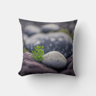 Leaves Pebbles Calm Tranquil Nature Peaceful River Throw Pillow
