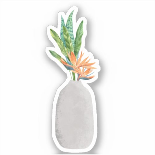 Leaves Potted Plant Vase Design Aesthetic Sticker