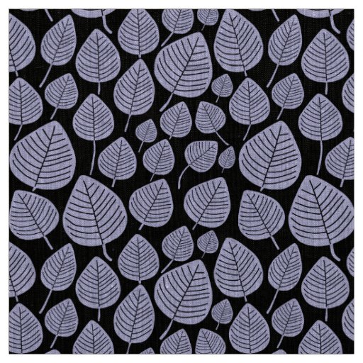 Leaves - Powder Blue on Black Fabric