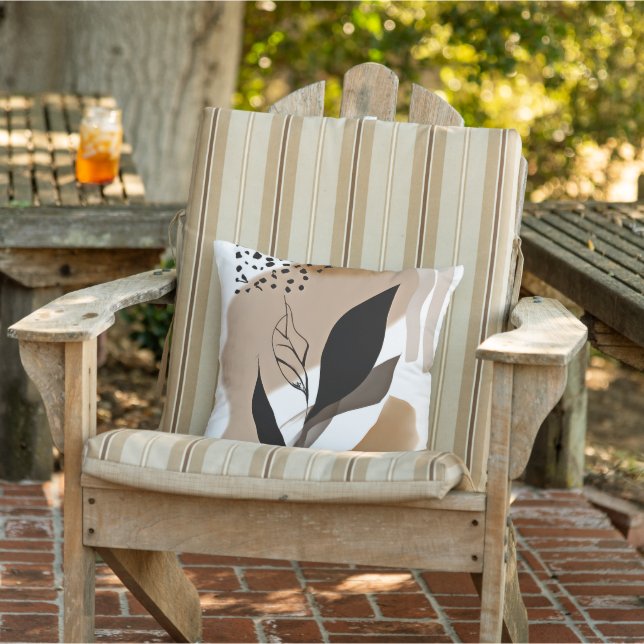 Leaves reaching out minimalist art outdoor pillow (Chair)