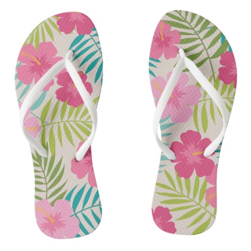 Leaves Roses Garden Colorful Hawaiian Flip Flops