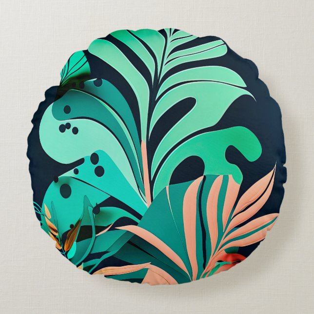 leaves round pillow (Front)