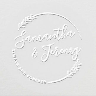 Leaves Round Wedding Couple Monogram Embosser