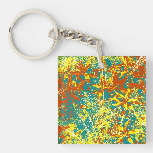 leaves rusty brown keychain (Front)