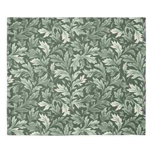 Leaves Sage Green Floral Pattern  Duvet Cover