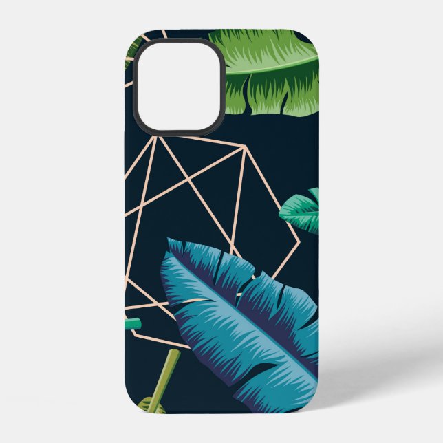 Leaves seamless pattern with abstract polygonal li iphone case (Back)