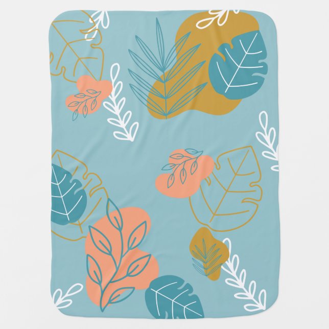 Leaves Shapes Boho Scandi Neutral Baby Blanket (Front)