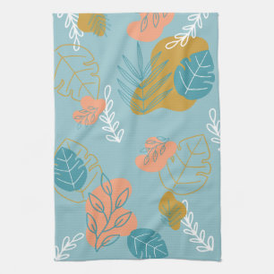 Leaves Shapes Drawn year round Boho Scandi Dish Kitchen Towel