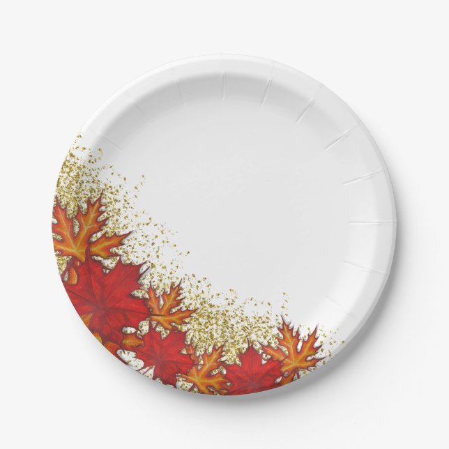 Leaves | Thanksgiving Dinner Party Paper Plates (Front)