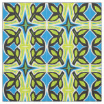 Leaves tile in African style folk art blue Fabric