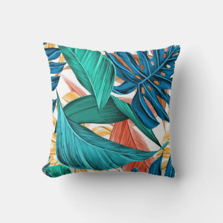 Leaves, tropical, exotic throw pillow