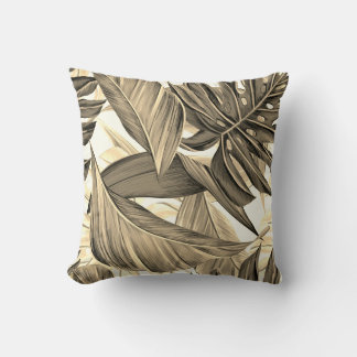Leaves, tropical, exotic throw pillow