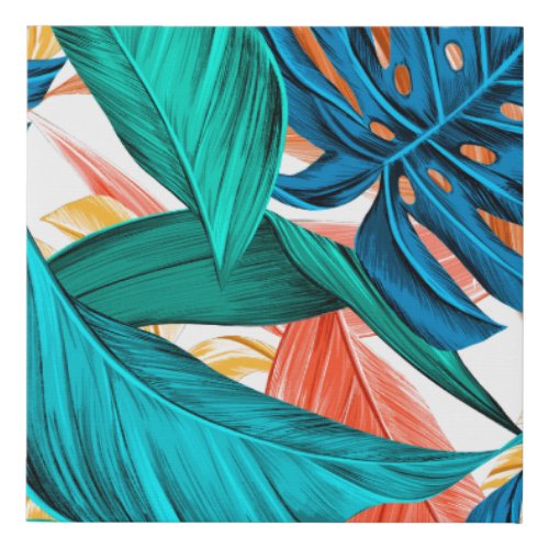 Leaves tropical summer exotic faux canvas print