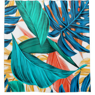 Leaves tropical summer exotic shower curtain