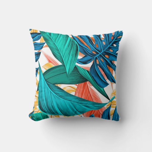 Leaves tropical summer exotic throw pillow