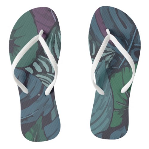 Leaves Tropicasl Jungle Flip Flops