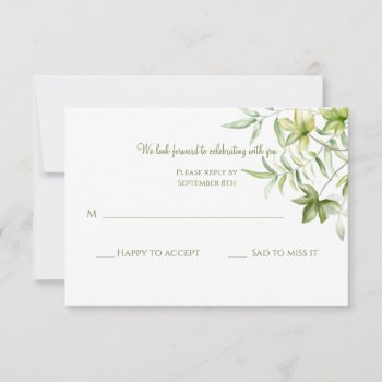 Leaves Watercolor Rsvp Invitation by CottonLamb at Zazzle