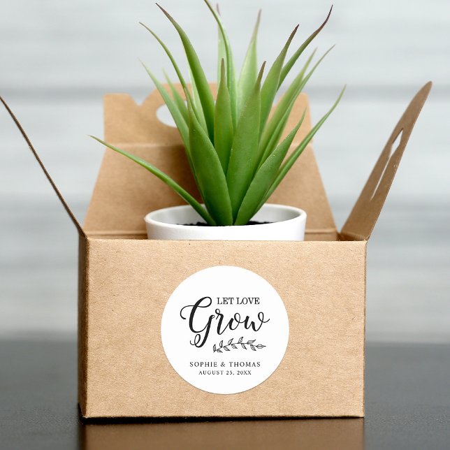 Leaves Wedding Let Love Grow Classic Round Sticker (Creator Uploaded)