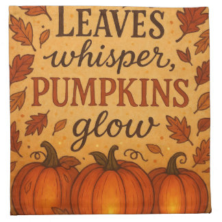 Leaves Whisper Pumpkins Glow - Autumn Fall Cloth Napkin