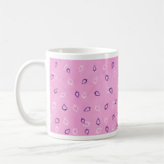 Leaves White Purple Outlines on Blended Pink Mugs