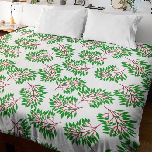 Leaves with brown stem pattern design duvet cover