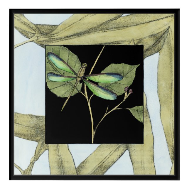 Leaves with Dragonfly Inset by Jennifer Goldberger Acrylic Print (Front)