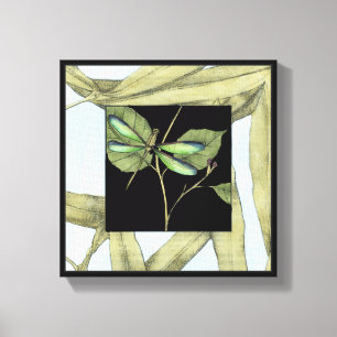 Leaves with Dragonfly Inset by Jennifer Goldberger Canvas Print