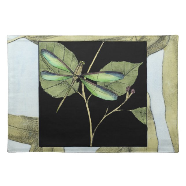 Leaves with Dragonfly Inset by Jennifer Goldberger Cloth Placemat (Front)