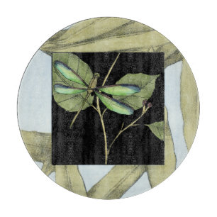 Leaves with Dragonfly Inset by Jennifer Goldberger Cutting Board