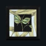 Leaves with Dragonfly Inset by Jennifer Goldberger Keepsake Box<br><div class="desc">This drawing of leaves by Jennifer Goldberger features an inset of a dragonfly on a black background. The nighttime feel of the inset contrasts nicely with the daytime feel of the print of leaves. Get yours today!</div>