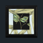 Leaves with Dragonfly Inset by Jennifer Goldberger Keepsake Box<br><div class="desc">This drawing of leaves by Jennifer Goldberger features an inset of a dragonfly on a black background. The nighttime feel of the inset contrasts nicely with the daytime feel of the print of leaves. Get yours today!</div>