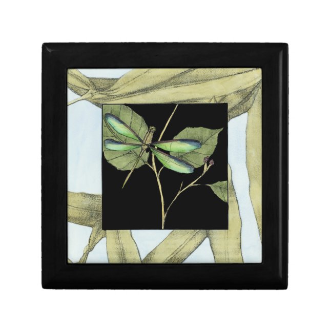 Leaves with Dragonfly Inset by Jennifer Goldberger Keepsake Box (Front)