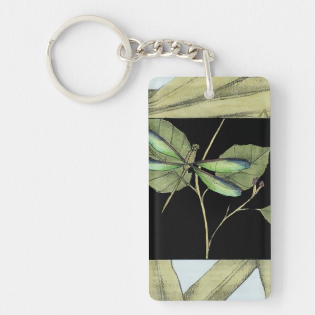 Leaves with Dragonfly Inset by Jennifer Goldberger Keychain (Front)
