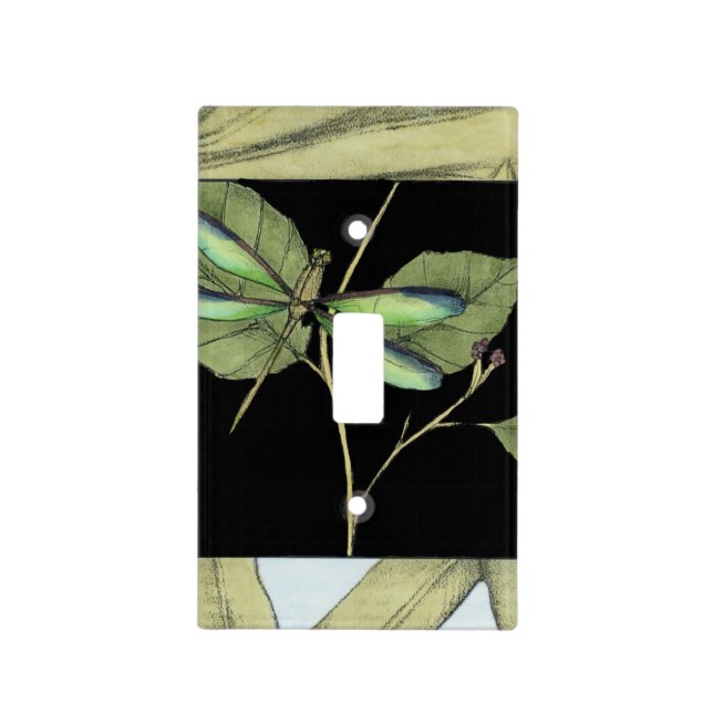 Leaves with Dragonfly Inset by Jennifer Goldberger Light Switch Cover (Front)