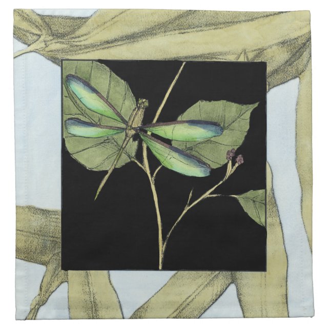 Leaves with Dragonfly Inset by Jennifer Goldberger Napkin (Front)