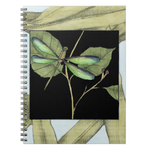 Leaves with Dragonfly Inset by Jennifer Goldberger Notebook
