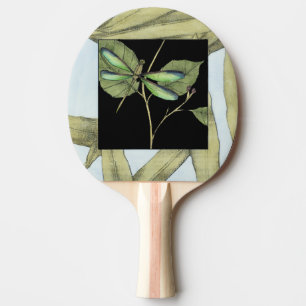 Leaves with Dragonfly Inset by Jennifer Goldberger Ping-Pong Paddle