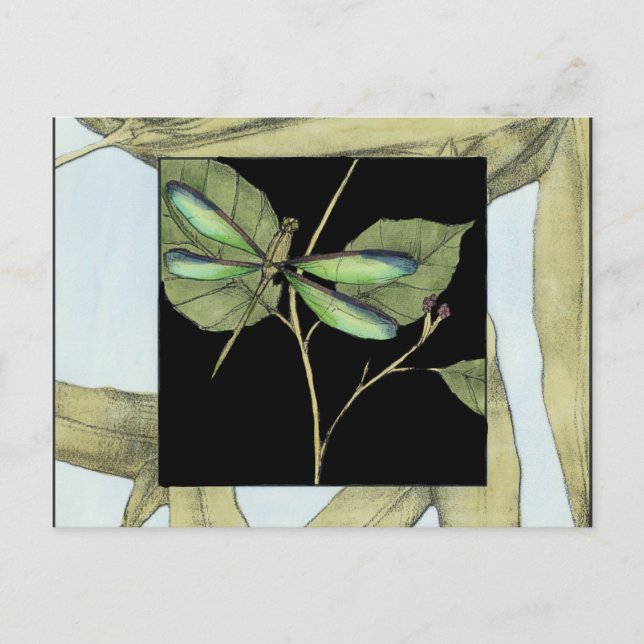 Leaves with Dragonfly Inset by Jennifer Goldberger Postcard (Front)