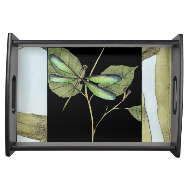 Leaves with Dragonfly Inset by Jennifer Goldberger Serving Tray (Front)