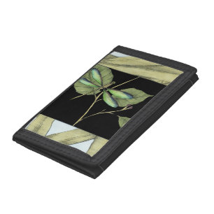 Leaves with Dragonfly Inset by Jennifer Goldberger Tri-fold Wallet
