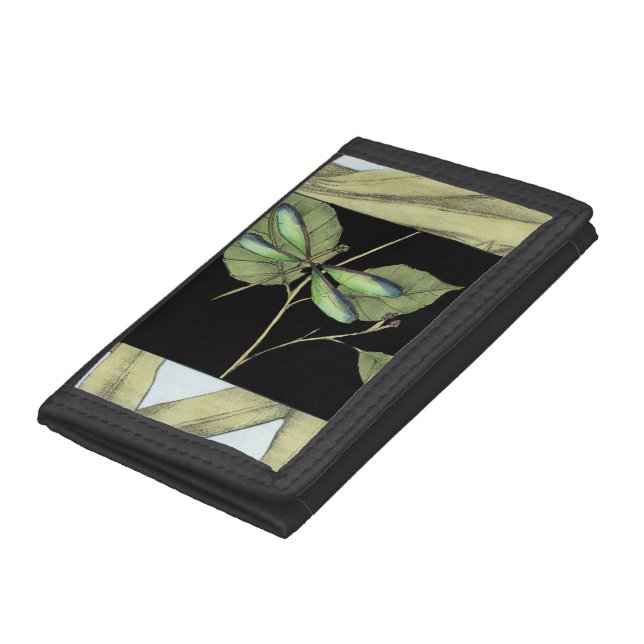 Leaves with Dragonfly Inset by Jennifer Goldberger Tri-fold Wallet (Bottom)