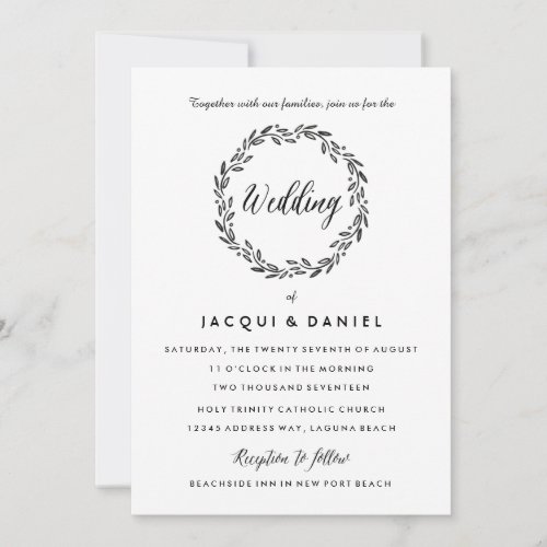 Leaves Wreath Watercolor Wedding Invitation Update