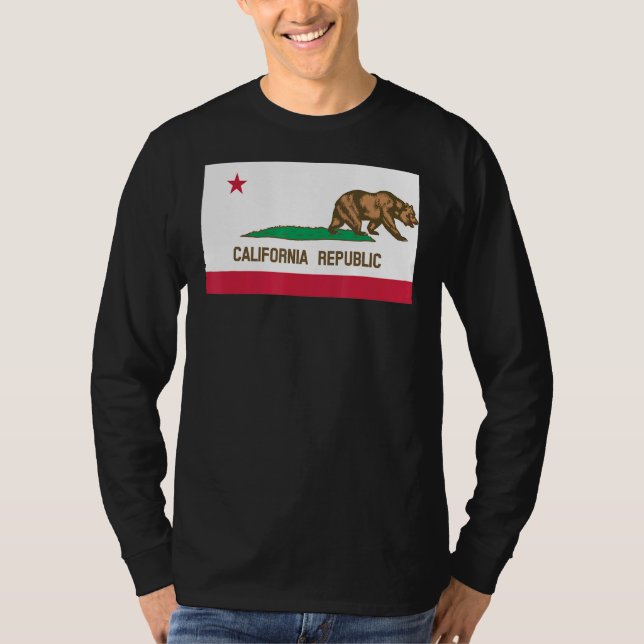 Leaving California Flag Bear Left T-Shirt (Front)