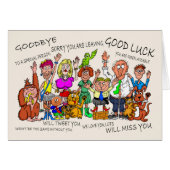 Leaving Cartoon Caricatures of Colleagues Waving (Front Horizontal)