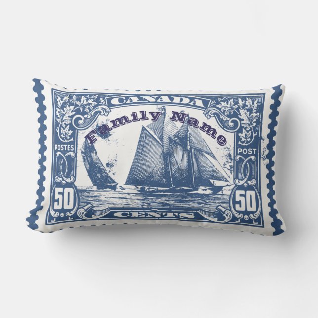 Leaving for CANADA Ships Stamp Goodbye Gift Lumbar Pillow (Front)